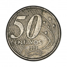 Moeda V-547 50 Centavos 2001 MBC  Cupro Níquel Ø23mm 9,25gr.