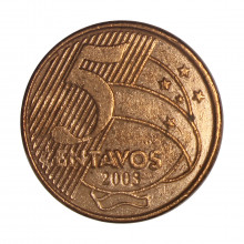 Moeda V-469 5 Centavos 2003 MBC+ Aço Revestido de Cobre Ø22mm 4,1gr.