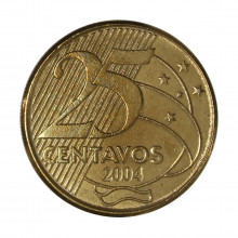 Moeda V-524 25 Centavos 2004 MBC+ Aço R Bronze Ø25mm 7,5gr.