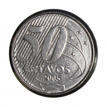 Moeda V-550 50 Centavos 2005  MBC+   Aço Inoxidável  Ø23mm 7,8gr.