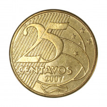 Moeda V-527 25 Centavos 2007  MBC+   Aço R Bronze  Ø25mm 7,5gr.