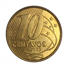 Moeda V-506 10 Centavos 2013 MBC+ Aço R Bronze Ø20mm 4,8gr.