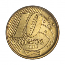 Moeda V-510 10 Centavos 2017 SOB Aço Revestido de Bronze Ø20mm 4,8gr.
