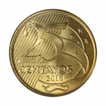 Moeda V-538 25 Centavos 2018  FC   Aço R Bronze  Ø25mm 7,5gr.