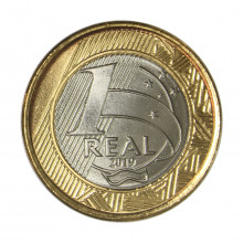 Moeda V-590 1 Real 2019 FC Bimetálico Ø27mm 7gr.