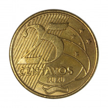 Moeda V-540 25 Centavos 2020 MBC+ Aço R Bronze Ø25mm 7,5gr.