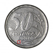 Moeda V-564a 50 Centavos 2019a FC Letra A Aço Inoxidável Ø23mm 7,8gr.