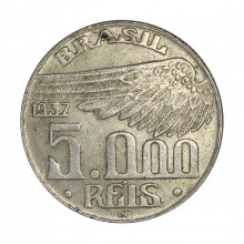 Moeda P-722 5000 Réis 1937 MBC+ Prata 600 Ø27,5mm 10gr.
