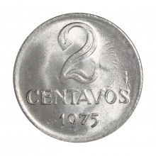 Moeda V-292 2 Centavos 1975 FC Aço Inoxidável Ø19mm 2,16gr.
