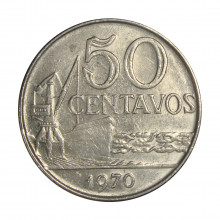Moeda V-312 50 Centavos 1970 SOB Cupro Níquel Ø27mm 7,7gr.