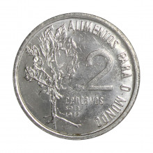 Moeda V-331 2 Centavos 1977 FC FAO Aço Inoxidável Ø19mm 2,2gr.