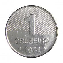 Moeda V-344 1 Cruzeiro 1981 SOB/FC Cana de Açúcar Aço Inoxidável Ø20mm 3,23gr.