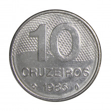 Moeda V-360 10 Cruzeiros 1985 SOB/FC Integração Nacional Aço Inoxidável Ø24mm 4,78gr.