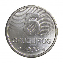 Moeda V-354 5 Cruzeiros 1985 FC Café Aço Inoxidável Ø22mm 4,02gr.