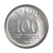Moeda V-375 100 Cruzeiros 1986 SOB/FC Aço Inoxidável Ø17mm 2gr.
