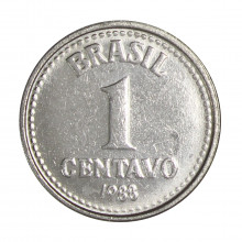 Moeda V-382 1 Centavo 1988 SOB/FC Data Difícil Aço Inoxidável Ø15mm 1,6gr.