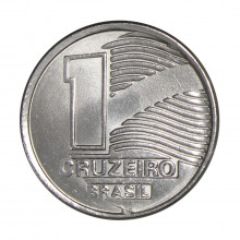 Moeda V-413 1 Cruzeiro 1990 SOB/FC Bandeira Aço Inoxidável Ø20,5mm 3,6gr.