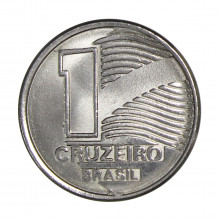 Moeda V-413 1 Cruzeiro 1990 FC Bandeira Aço Inoxidável Ø20,5mm 3,6gr.