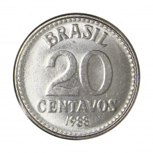 Moeda V-391 20 Centavos 1988 FC Aço Inoxidável Ø19mm 2,5gr.