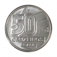 Moeda V-420 50 Cruzeiros 1990 FC Data Difícil Aço Inoxidável Ø23,5mm 4,78gr.*