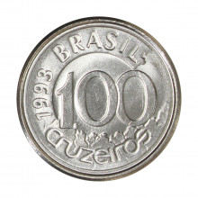 Moeda V-424 100 Cruzeiros 1993 FC Peixe Boi Aço Inoxidável Ø18mm 2,4gr.