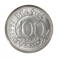 Moeda V-423 100 Cruzeiros 1992 FC Aço Inoxidável Ø18mm 2,4gr.
