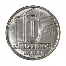 Moeda V-419 10 Cruzeiros 1992 FC Seringueiro Aço Inoxidável Ø22,5mm 3,74gr.