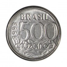 Moeda V-426 500 Cruzeiros 1993 SOB/FC Aço Inoxidável Ø19mm 2,6gr.