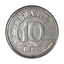 Moeda V-432 10 Cruzeiros Reais 1993 SOB/FC Aço Inoxidável Ø22mm 3,6gr.