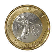 Moeda V-615 1 Real 2015 FC Voleibol Bimetálico  Ø27mm 7gr.