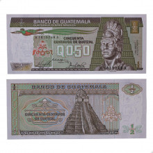 P#65a.1 50 Centavos de Quetzal 1983 FE Guatemala América