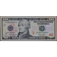 P#532 10 Dollars 2009 H (St Louis) SOB/FE Estados Unidos América Carimbo Verde