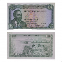 P#7b 10 Shillings 1971 FE Quênia África