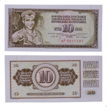 P#82c 10 Dinara 1968 FE Iugoslávia Europa