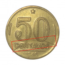 V-195 50 Centavos 1946 MBC Cunho Trincado