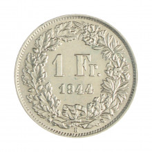 Km#24 1 Franc 1944 B SOB+ Suíça Europa Prata 0.835 23(mm) 4.38(gr)