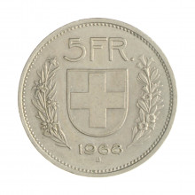 Km#40.a1 5 Franc 1968 B MBC Suíça Europa Cupro-Níquel 31.45(mm) 13.2(gr)