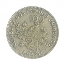 Moeda V-054 100 Réis MCMI (1901) MBC C/Sinais de Limpeza Cupro Níquel Ø21mm 5gr.