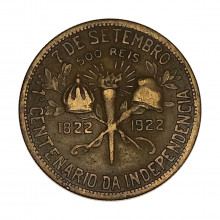 V-122 500 Réis 1922 MBC Centenário da Independência do Brasil 1822 - 1922