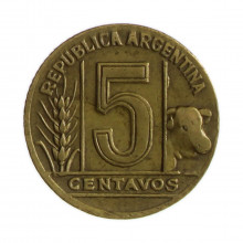 Km#40 5 Centavos 1948 MBC Argentina América Bronze Alumínio 17(mm) 2(gr)