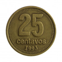 Km#110.2 25 Centavos 1993 MBC Argentina América Bronze Alumínio 24.2(mm) 5.4(gr)