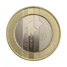 Km#148 3 Euro 2021 FC Eslovênia Europa 30 Anos da Criação do Estado da República Bimetálica 32(mm) 15(gr)