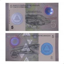 P#219 5 Córdobas 2020 FE Argentina América 60º Aniversário do Banco Central da Nicarágua - Polímero