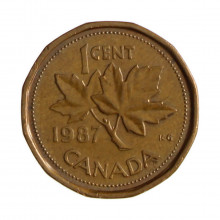 Km#132 1 Cent 1987 MBC Canadá América Bronze 19.1(mm) 2.5(gr)