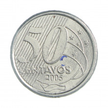 50 Centavos 2005 MBC Defeito na Borda