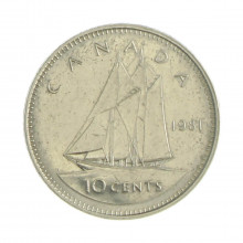 Km#77.2 10 Cents 1981 MBC Canadá América Níquel 18.034(mm) 2.07(gr)