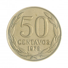 Km#206 50 Centavos  1975 So MBC+ Chile  América  Latão com revestimento de níquel  22(mm) 4(gr)