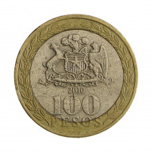 Km#236 100 Pesos 2010 So MBC Chile América Bimetálico 23.5(mm) 7.58(gr)