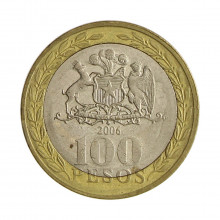 Km#236 100 Pesos 2006 So MBC Chile América Bimetálico 23.5(mm) 7.58(gr)