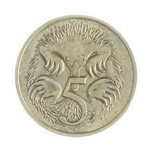 Km#64 5 Cents 1977 MBC Austrália Oceania Cupro-Níquel 19.41(mm) 2.83(gr)